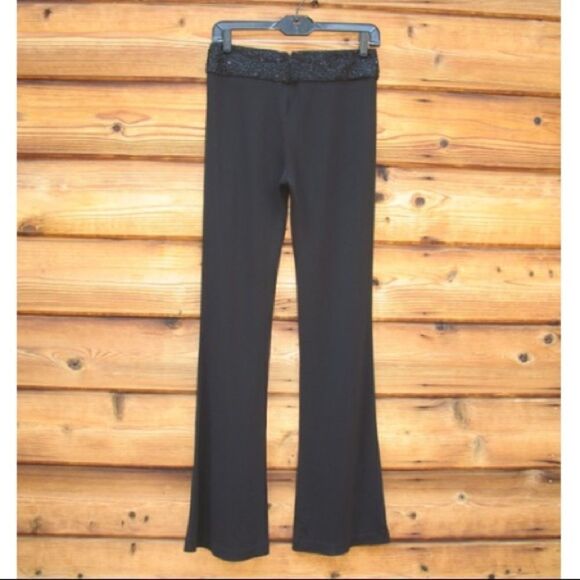 Black Flare Leg Knit Pants - Picture 4 of 6